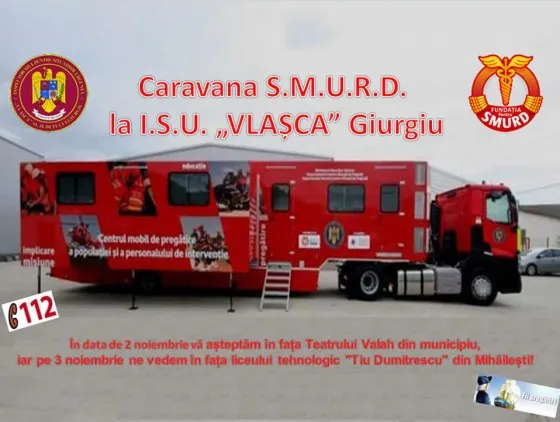 Caravana SMURD „Fii pregătit” ajunge în Giurgiu!