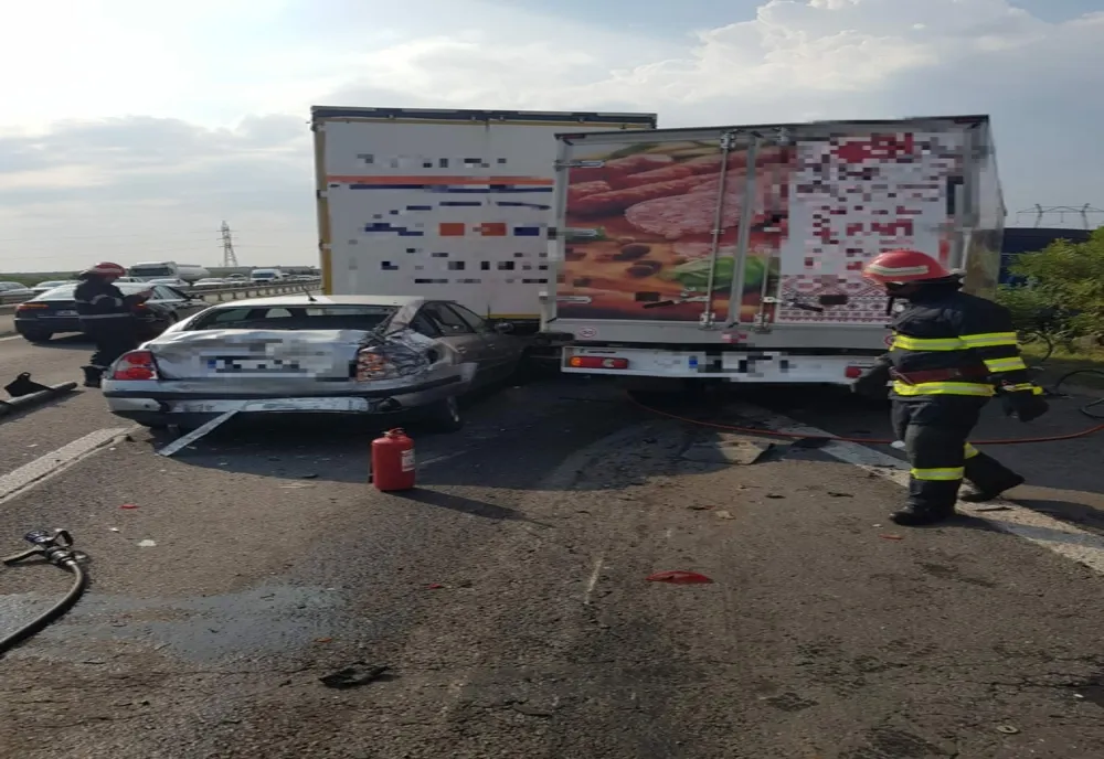 Intervenție a salvatorilor de la Detaşamentul Bolintin Deal la un accident rutier produs pe A1