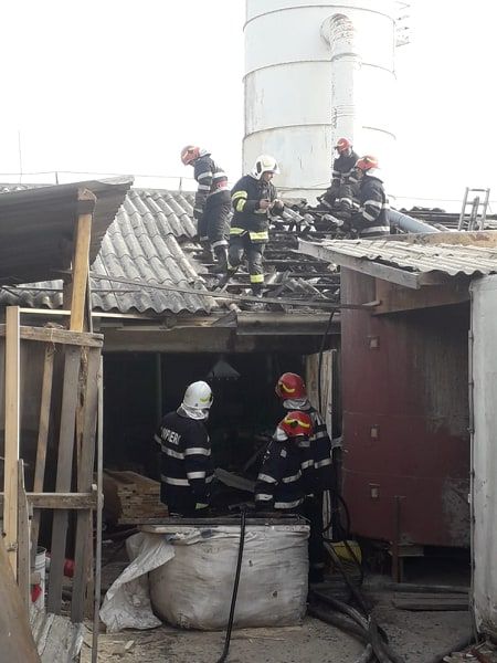 Incendiu la o hală industrială din Bolintin Deal