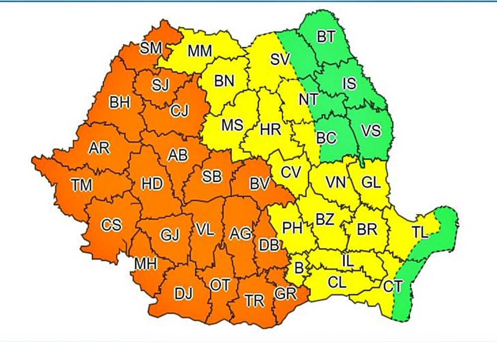 Alertă meteo!Giurgiu, sub cod portocaliu de ploi și vânt