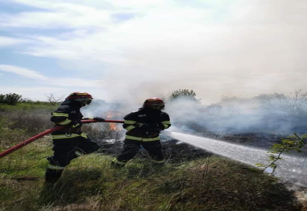 Incendiu la Novaci. Au ars un hectar de vegetaţie uscată şi deşeuri din material plastic