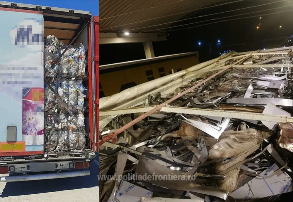 Trei ansambluri rutiere încărcate cu peste 59 de tone deșeuri din diferite materiale, oprite la Vama Giurgiu