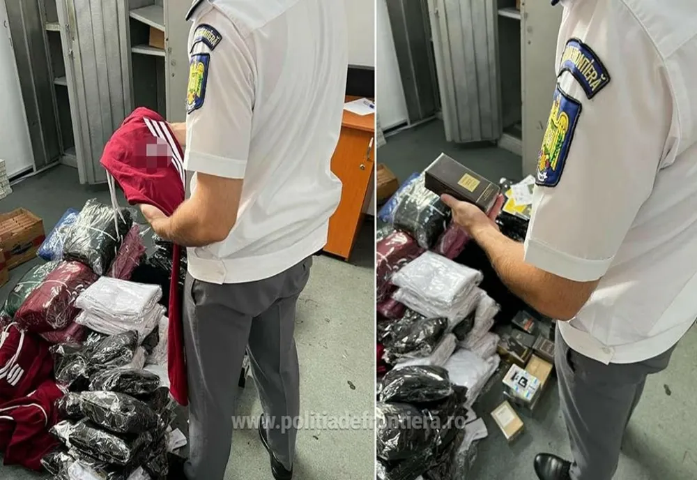 Giurgiu. Aproape 1000 de articole vestimentare şi parfumuri contrafăcute, descoperite în două autocare care veneau din Turcia