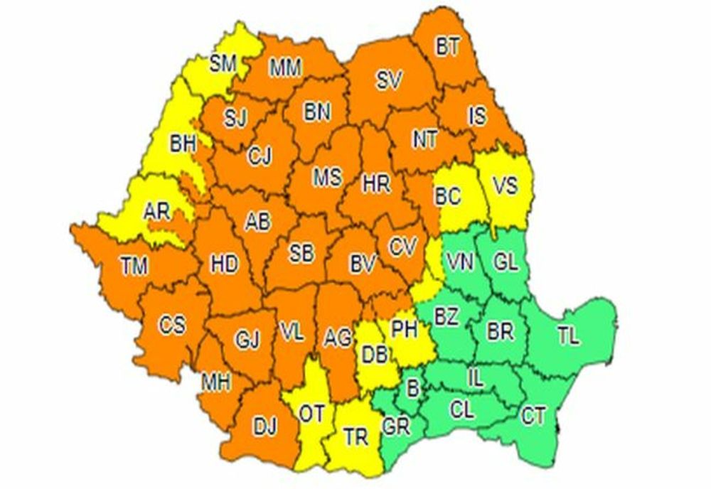 COD PORTOCALIU de ploi abundente, în aproape toată țara!