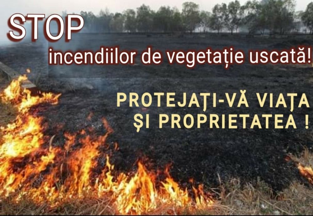 Giurgiu. Hectare întregi de vegetaţie uscată, în flăcări. Cinci autospeciale de stingere au intervenit pentru stingerea incendiilor