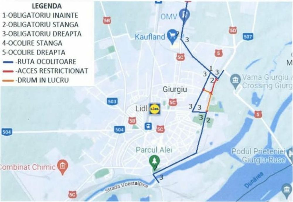 Lucrări de reabilitare/modernizare ale carosabilului și trotuarelor pe strada Unirii, în municipiul Giurgiu