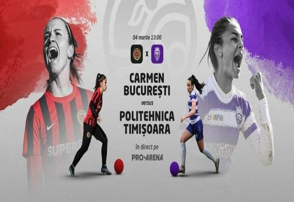 Giurgiu. Meci de fotbal feminin FC Carmen Bucureşti - Politehnica Timișoara