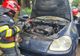 Autoturism în flăcări pe o stradă din municipiul Giurgiu